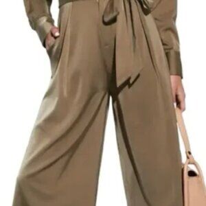 Vici Collection Pull It Together Satin Jumpsuit in Olive Green